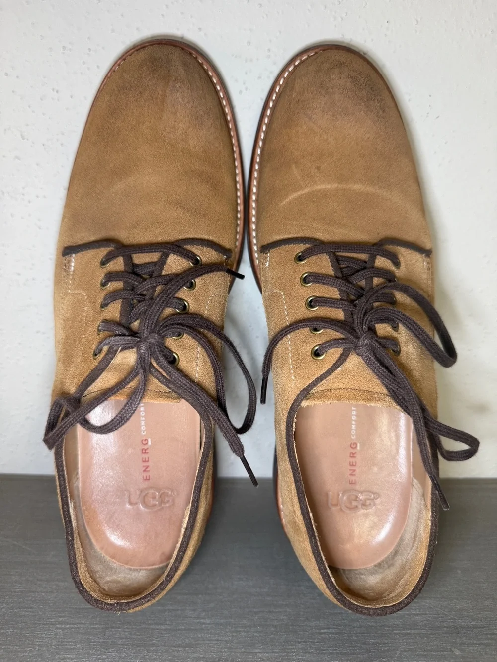 UGG Men’s Jovin Oxford Shoes Size 9.5 Tan Suede Lace Up Casual Dress Shoes